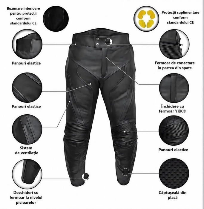 Pantaloni moto piele