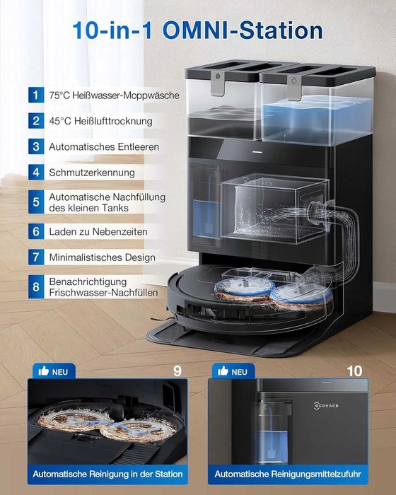 Прахосмукачка робот Ecovacs Deebot T50 Omni Gen2  21.000Pa всмукателна мощност