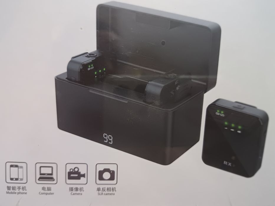 Петличные микрофоны с зарядным  кейсом