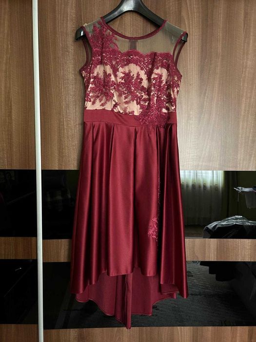 Rochie de seara Fany Lux Scurta Burgundy & Crem