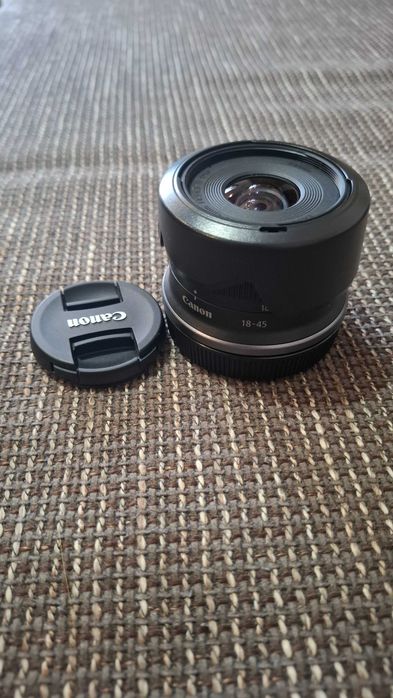 Obiectiv Canon RF-S 18-45mm F4.5-6.3 IS STM, Capac față - spate, + Parasolar tip EW 53.
