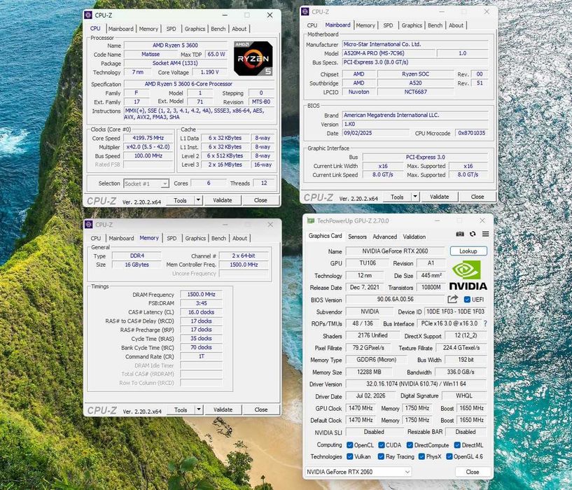 Компютър за игри/AMD Ryzen 5 3600/RTX 2060 12GB/16GB RAM/SSD