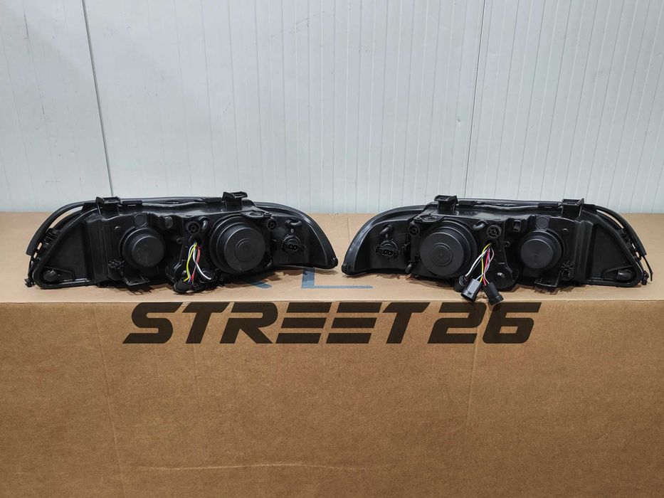 Faruri Angel Eyes BMW Seria 5 E39 (1995-2003) Facelift Negru Gri