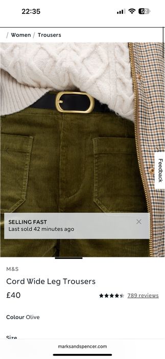 Брюки из вельвета Marks & Spencer - 10 uk