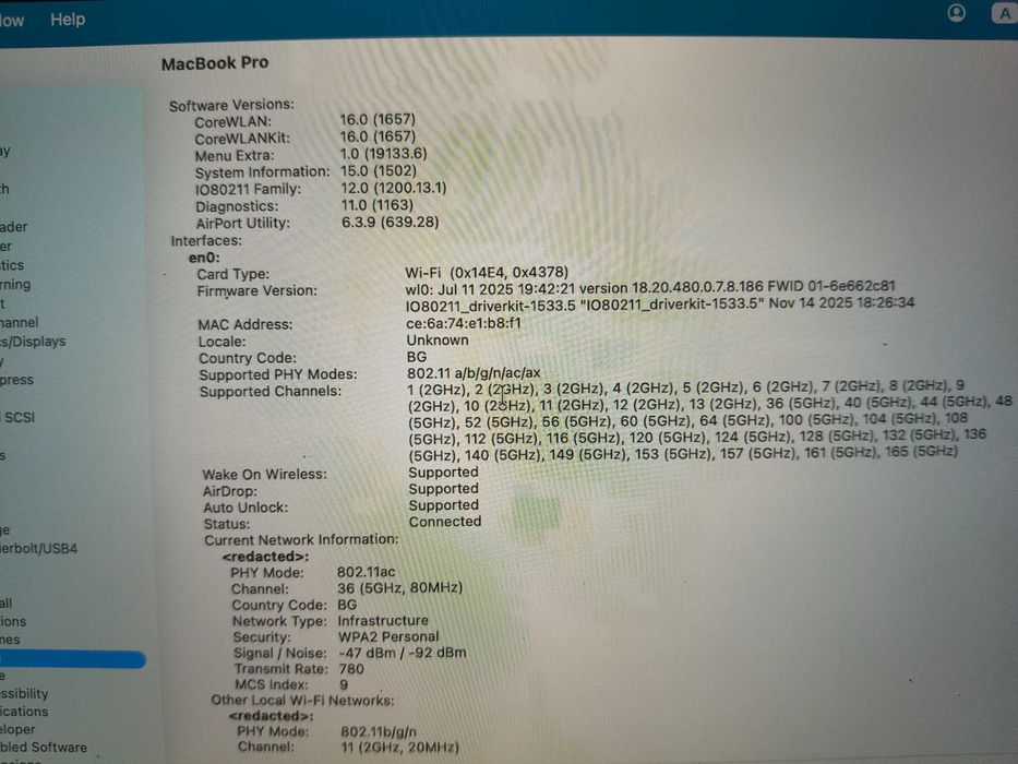 Apple MacBook Pro M1 chip, 16GB RAM, 256 GB SSD, 2020