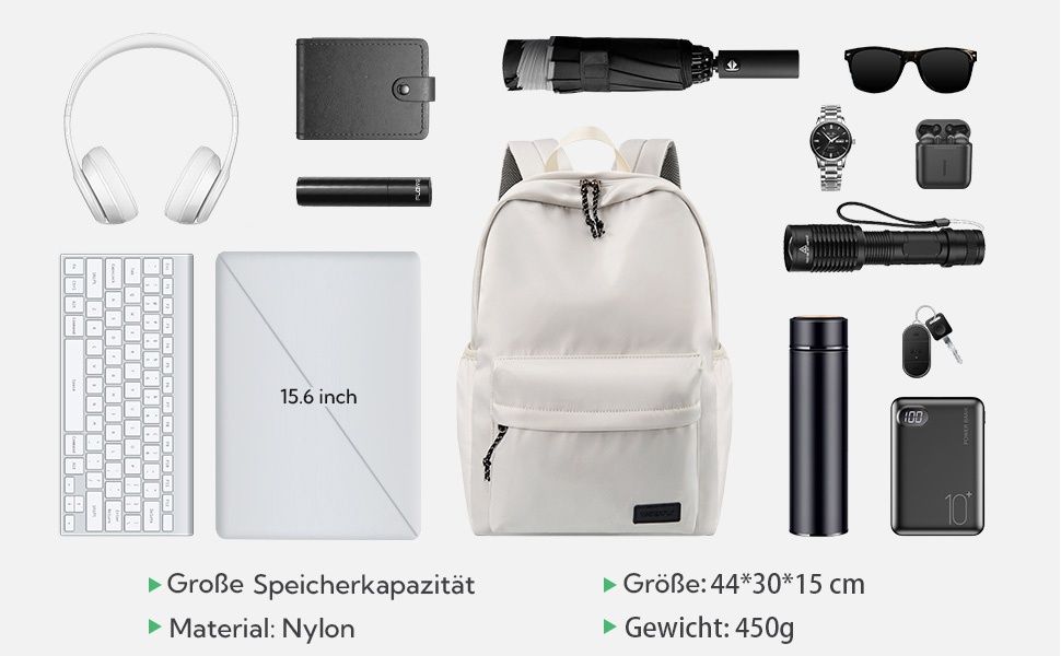 20L Класическа черна раница с отделение за лаптоп до 15.6", WATERFLY