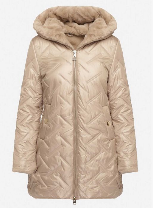 Geaca de iarna bej, parka, imblanita pe interior, marime S/36, NOU