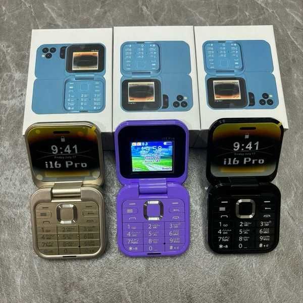 Сгъваем телефон с копчета i16 Pro Dual SIM 2G, камера,фенерче,FM радио