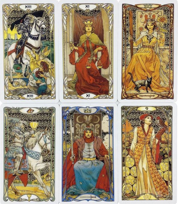 Золотое Таро Арт-Нуво (Golden Art Nouveau Tarot) в жестяном боксе 6*10