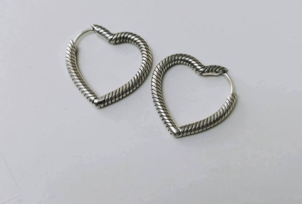 Cercei tortite in forma de inima din argint de 925, Pandora Moments Heart, Pandora, ALE , 292236C00