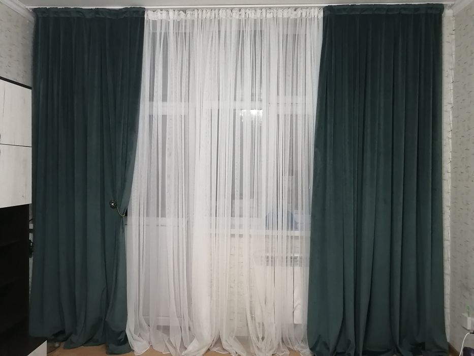Занавеска шторы зелёный цвет