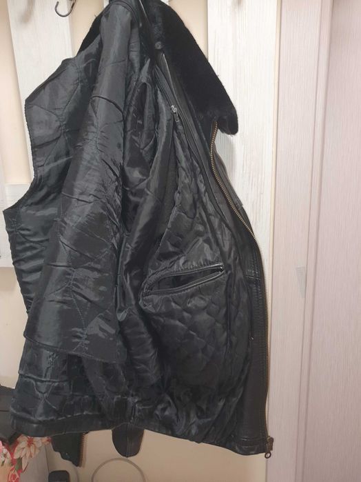 Мъжко кожено черно яке от естествена кожа- телешки бокс xl