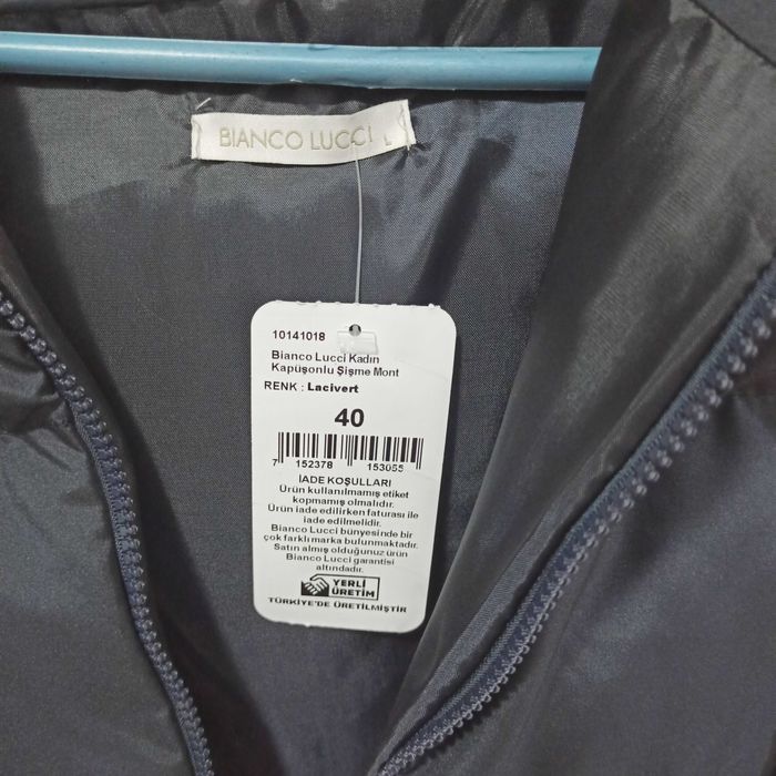 Geaca toamna/iarna femei cu gluga, marime L/40, albastru inchis, noua