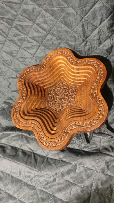 Индийски панер  с дърворезба сгъваем