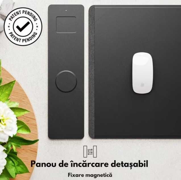 Husa Laptop / Mousepad cu Incarcare dubla Wireless  2x15W Negru | Gri