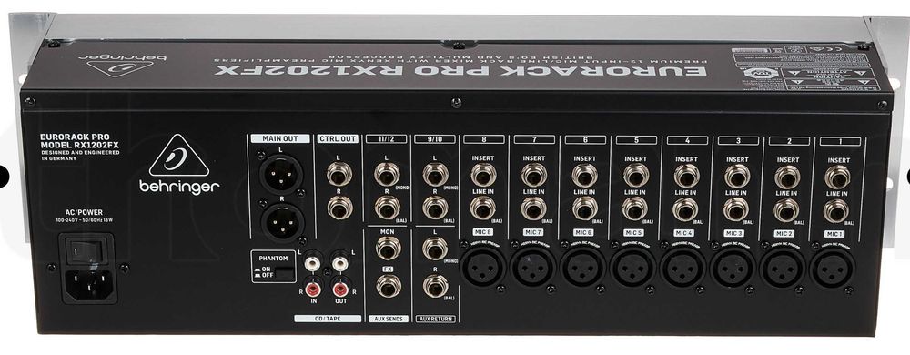 12 Канален рак миксер RX1202FX V2 (12-Channel Rack Mixer Behringer RX1202FX V2)