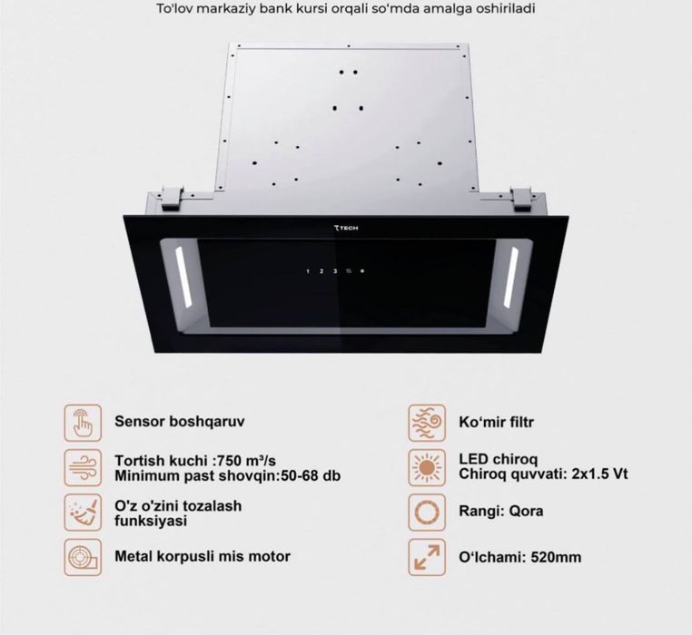 Вытяжка Встроєний Havo Tortgich Ornatiladigan