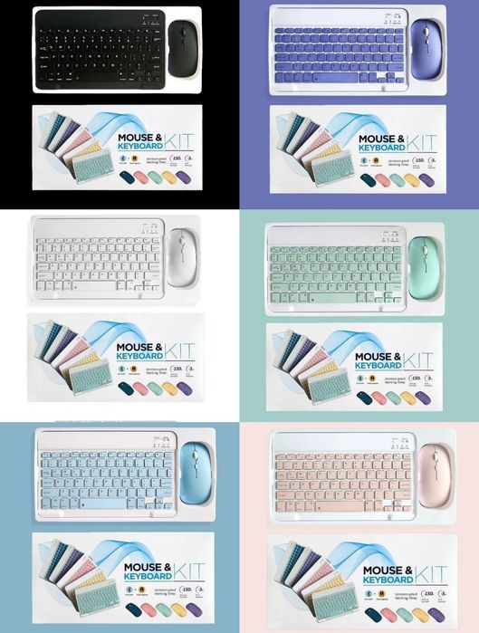 Беспроводная блютуз мини клавиатура с мышкой