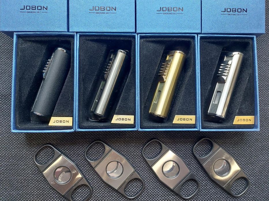 Луксозна запалка за пури JOBON + подарък резачка за пури в подаръчна к