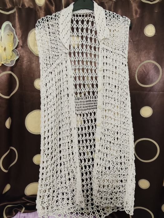 Cardigan croșetat manual din bumbac 100%