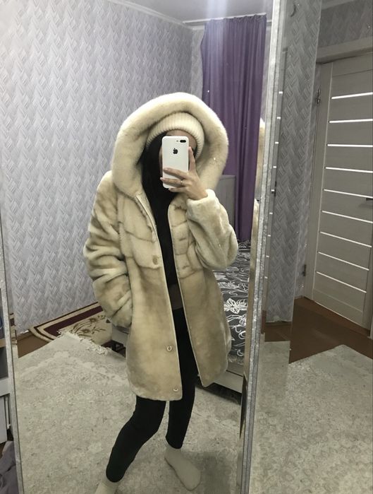 Шуба натуралка мутон+норка