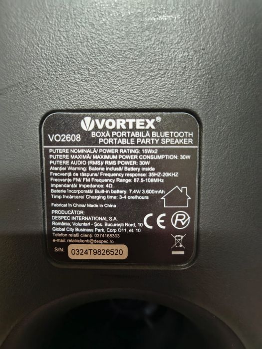 Boxa Wireless Vortex  - Karaoke - Radio FM