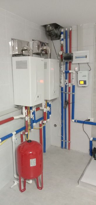 Монтаж  систем Отопления двухконтурные котлы на дома коттеджи здания!