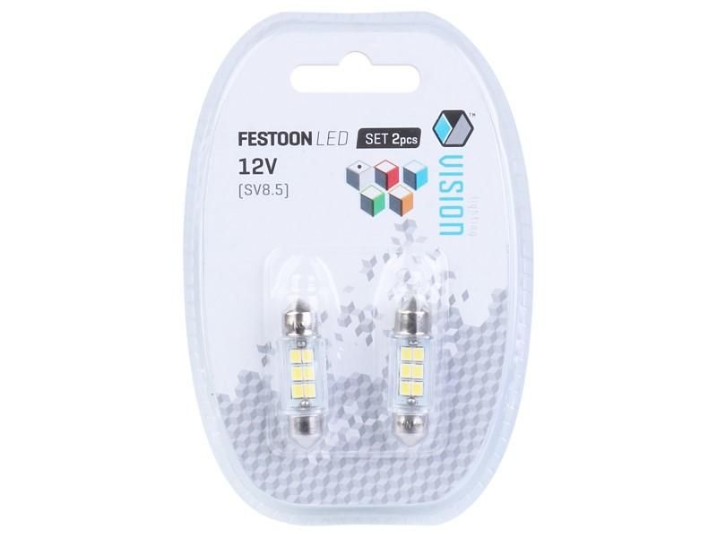 крушка диодна /лед vision festoon sv8.5 36mm 12v 6x 2835 smd led, ...