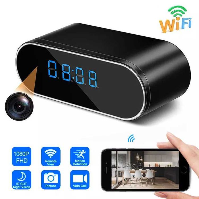 Скрита Камера LED Часовник Шпионска Мини Камера Таен Видеозапис Wi-Fi