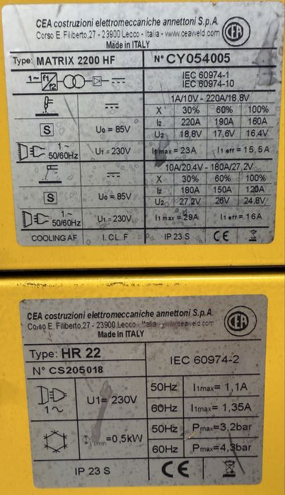 Aparat de sudura Tig DC / mma CEA Matrix 2200 HF + grup racire / 220v
