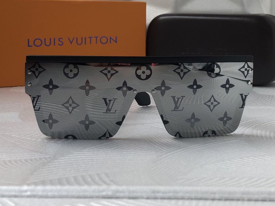 Мъжки слънчеви очила маска брандирани стъкла бели черни