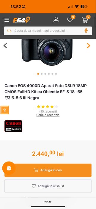 Canon EOS 4000D Aparat Foto DSLR 18MP CMOS