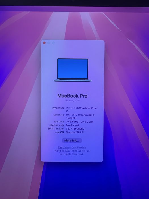 Macbook Pro 16” Touch Bar  i9 1TB 16GB Ram 4GB Video