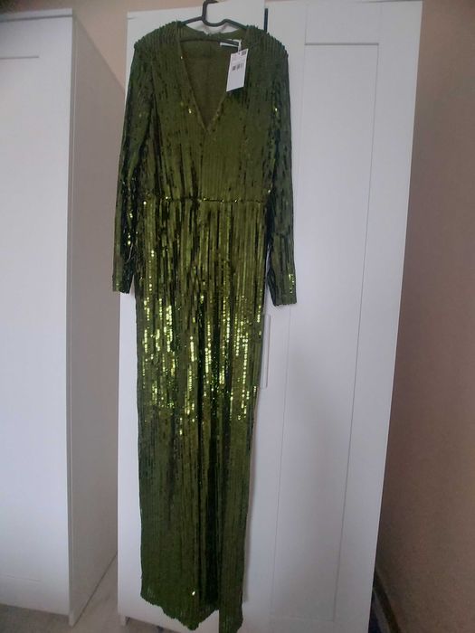 Mango sequin green jumpsuit! New! Size L