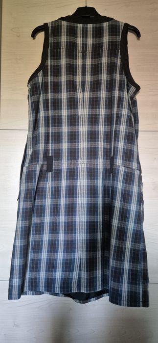 Rochie casual, fara maneci, tesatura cu carouri, marime XL