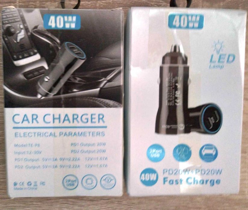 Incarcator super fast telefon 40W pt masina Alb. Nou ambalat