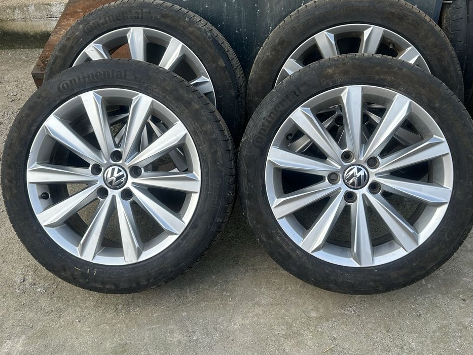Jante aliaj originale VW R17 + anvelope Continental vară
