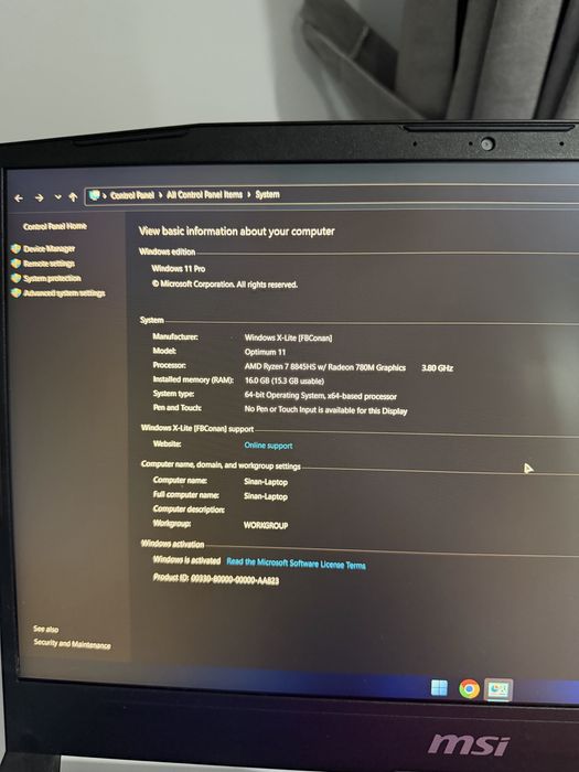 Laptop gaming MSI KATANA A15 procesor AMD RYZEN 7 8845HS 5.1gGHz 16GB RAM DDR5, placa video NVIDIA GEFORCE RTX 4060 8GB GDDR6, FULL HD IPS 144Hz