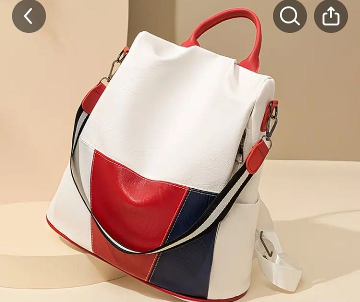 Дамска раница с голямо отделение в нов стил ,съчетание от свежи цветов