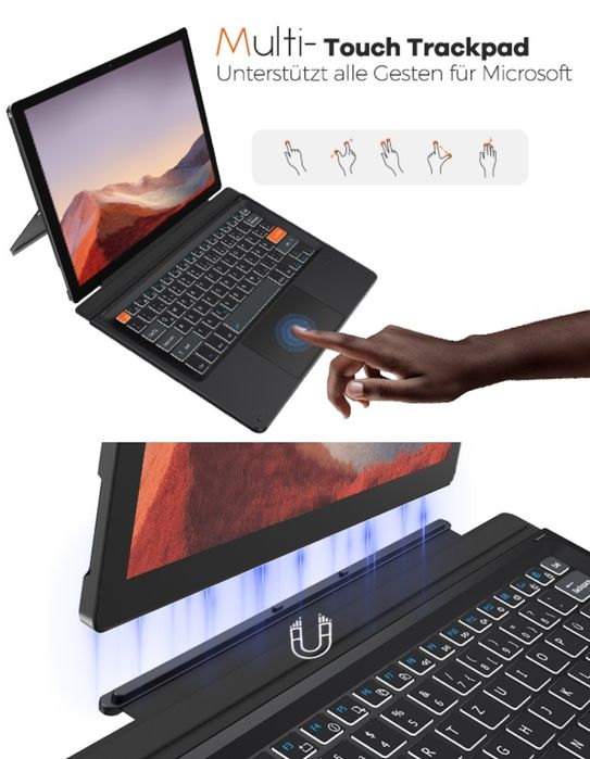 Doohoeek Bluetooth клавиатура за Surface Pro 7+/7/6/5/4/3 с подсветка