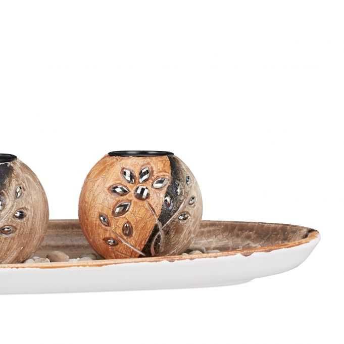 Комплект свещник декорация за маса, Декоративни камъни свещи