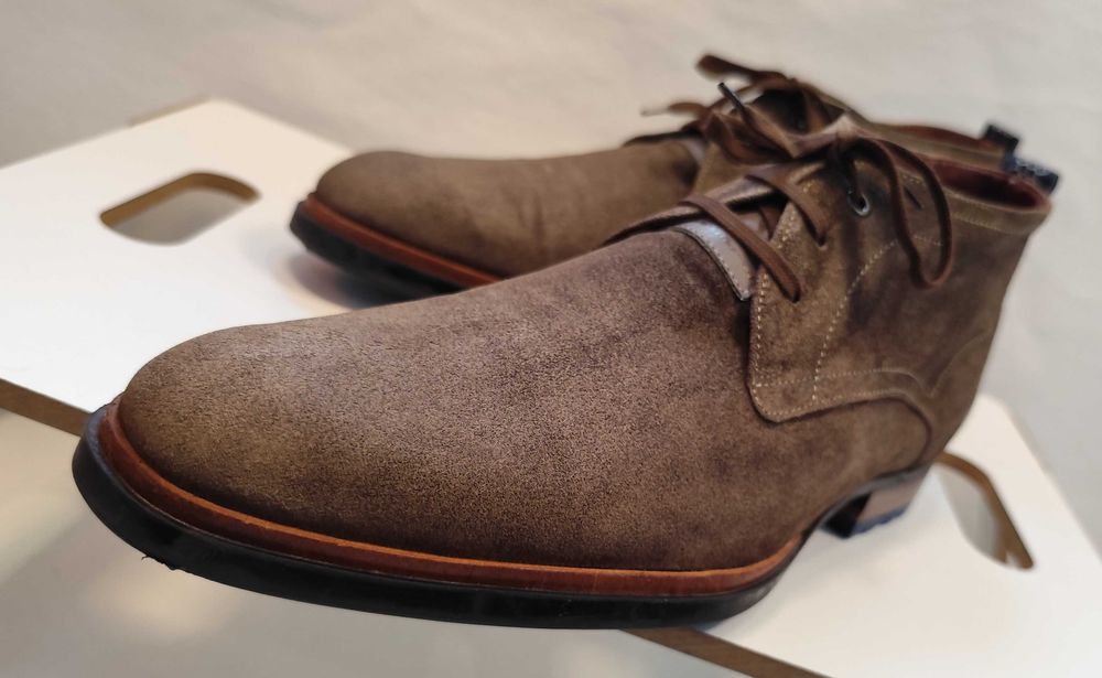 Ghete lace up 42.5 43 plain toe Foris Van Bommel piele naturala maro