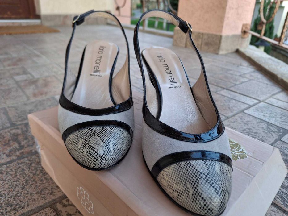 Обувки ЕСТЕСТВЕННА Кроко Кожа и Набук ILARIO MORELLI отворена пета!№37