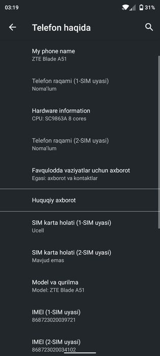 Smartfon  ZTE sastyanas yaxshi rasimdagidek