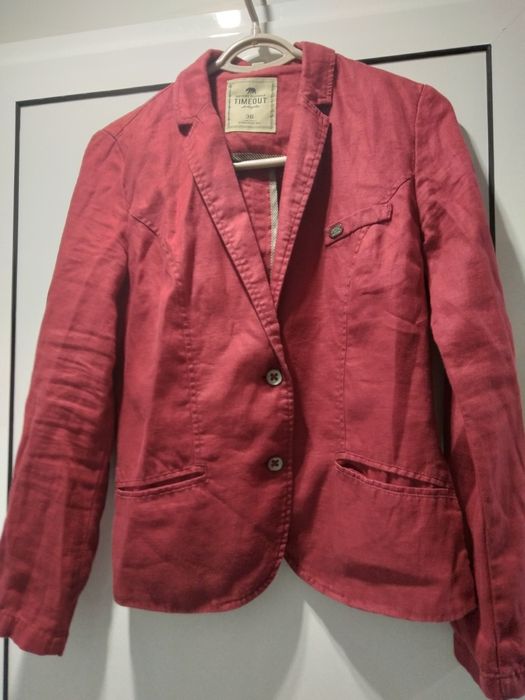 Дамско ленено сако бордо