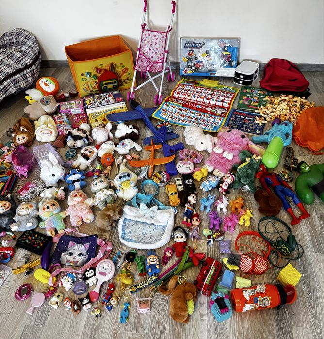 Пакет игрушек для мальчиков и для девочек, коляска, лабубу, машинки,