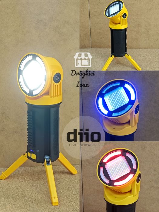 Proiector lanterna ALLinONE 117 LED alb, 44 led strobo si LED COB