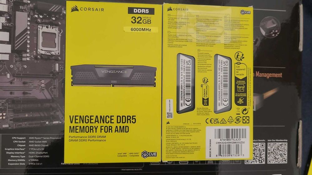 memorii ram ddr5  corsair 32 gb 6000 mhz , cl 30 , noi , sigilate