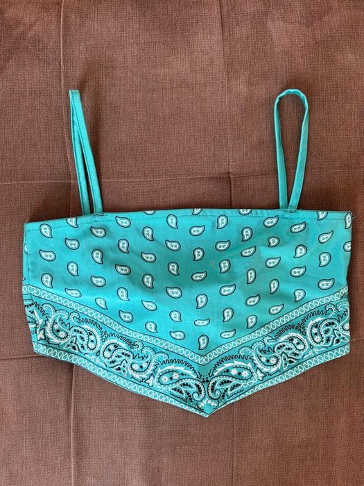 Син кроп топ плажен потник