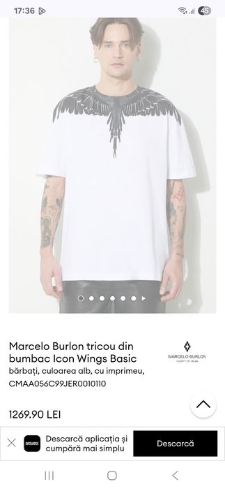 Tricou Marcelo burlon  alb negru Eyewear